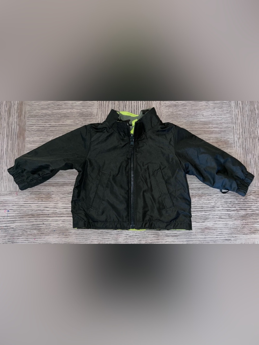 Wonderkids Reversible Fleece Winter Jacket Black Neon Camo 12M